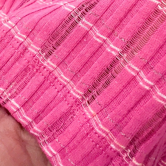 NWT- FREE PEOPLE Snowbunny Ribbed Off The Shoulder Top Pink - Picture 7 of 14